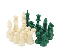 Haofy 32PCS Green and White Chess Pieces Sturdy Chess Figurine Set for Interactive Gameplay with Felt Bottom