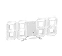 Haofy 3D LED Wall Clock 9.7 Inch with 12/24 Hour Temperature Display - Digital Alarm Clock USB Powered Dimmable for Living Room Office Bedroom (White Frame White Character)