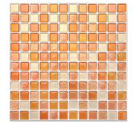 Haofy 3D Mosaic Tile Sticker Removable Wallpaper Tile Self-Adhesive Wall Tiles, Bathroom for Kitchen Backsplash Orange, PVC Square Decorative Vinyl Tile Decals (yjc0015)