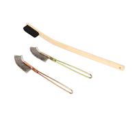 Haofy 3Pcs Bird Cage Cleaning Brushes Long Handle Set for Easy in Tight Spaces Bamboo and Stainless Steel Construction 8.7 9.5 15.8 Inch Lengths Ideal for Pet Bird Owners