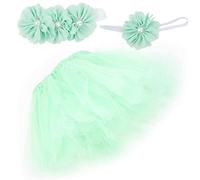 Haofy 3Pcs Newborn Photography Props, Lace Skirt Flower Headband for Baby Girls, Baby Photo Shoot Outfits Including Flower Wrapped Chest, Suitable for 0-1 Years, Home Use, Birthday Party (Hundred