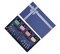 Haofy 4-Color Dip Pen Set with Replaceable Nibs for Calligraphy Practice and Art Projects, Wood and Stainless Steel, Gift Boxed (#2)