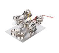 Haofy 4 Cylinder Stirling Engine, Stainless Steel Hot Air Engine with LED Lamp Assembled Alcohol Powered Physics Teaching Kit for Students Classroom Hobbyists Featuring Dry Air