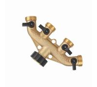 Haofy 4 Way Brass Hose Splitter, Solid Brass Garden Hose Connector with 4 Independent Valves, 3 Inch Tap Adapter for Lawn Irrigation Flowerbeds Vegetable Gardens (#2)