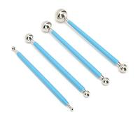 Haofy 4Pcs Stainless Steel Cake Decorating Tools, Rubber Handle Fondant Sculpting Set, 304 Metal Modeling Tools for Cake Decoration, Clay Art, Pottery and DIY Bakers