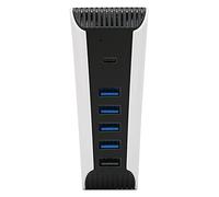 Haofy 5 in 1 USB Hub Expansion Adapter for Console, Simultaneous Device Connection, ABS Material, Black-White Color, Portable for Gamers