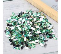 Haofy 500Pcs AB Horse Eye Rhinestones Light Green Crystal Glass Jewelry Decoration Glue Fix Crystal AB Flatback 7 X 15mm, Enough Quantity for Various DIY Crafts, Easy to Use with