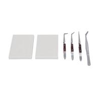 Haofy 6 Pieces Jewelry Soldering Kit with Ceramic Solder Plate 2 Ceramic Boards 1 Tongs 3 Reverse Tweezers Wooden Handle for Beginners and Professional Jewelry Making Repair