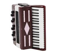 Haofy 6CM Mini Accordion Model, Miniature Wooden Accordion Model Music Instrumental Model with Delicate Box for Home Decor Music