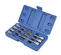 Haofy 7pcs Hex Key Socket Set, 3/8in Metric H3 to H10 | Allen Bit Sockets, 110mm Reach, Chrome Vanadium, Chamfered Ends, Brake Jobs and Cabinet Builds