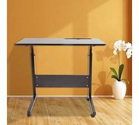 Haofy Adjustable Bedside Laptop Desk with 2-Tier Steel Frame No Assembly for Work and Eating - Space Saving Organizer with Removable Phone Holder for Apartments, Dorms and Home Office (Walnut Color)