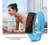 Haofy Adjustable LED Wristwatch for Daily Wear, Digital 12 -Hour Electronic Display for Men and Women (Light Blue)