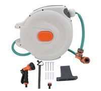 Haofy Auto Rewind Retractable Garden Hose Reel with Any Length Lock Heavy Duty 10m 32.8ft Hose Reel High Pressure Sprayer for Car Washing Lawn Care Outdoor (10m / 32.8ft)