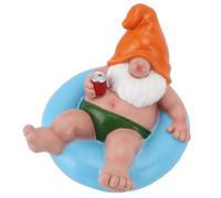 Haofy Beach Gnome Statue, Hand Painted Resin Pool Decor Sun Protective Coating Lightweight 14 Ounces for Summer Parties Garden and Pool Areas Adds Playful Touch to Backyard Gatherings (Blue)