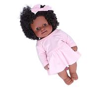 Haofy Black Lifelike Reborn Baby Doll, Flexible Limbs, Safe Materials, Clothes and Hair Can Be Changed with Pure Cotton... (Q12-082C Tender pink dress)
