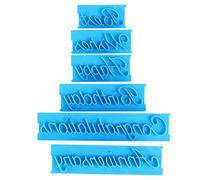 Haofy Cake Embosser Stamp DIY, 3 Set Handwriting Letter Embosser for Cake Decoration, Plastic Decorating Printing Fondant Dessert Templates with 6 Designs, Flexible