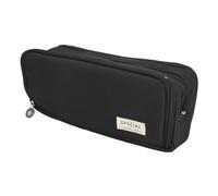 Haofy Canvas Pencil Case, Soft Cotton Material, Large Capacity Dual Opening Pouch for Organizing School Supplies and Stationery (Black)