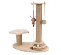 Haofy Cat Scratching Post, Sisal and Wood Cat Tower with Plush Toy for Indoor Cats Kittens Natural Wood Color (Solid 46cm Height)