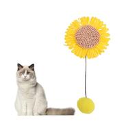 Haofy Cat Teaser Wand Replacement 6pcs Anti Chew Sunflower Interactive Toy Set with Pom for Indoor Outdoor Play Polyester 3.15 Inch Pet Refills Kitten (Yellow)