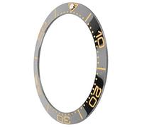 Haofy Ceramic Watch Bezel Insert 38mm Bezel Ring Professional Style White Character Blue Back 30.6mm Inner Ring for SKX Watch Repair Replacement Users (Rose Font Black Background)
