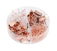 Haofy Colored Metal Office Clips Kit for Binder Sets Paper Storage Decoration, 20 Push Pins 30 Paper Clips 7 Large Long Tail 15 Small Long Tail, for Finance Accounting, Rose Gold Light Blue (Rose