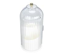 Haofy Delete Make -up Brush Holder with a 360 Degree Rotating Organizer for Vanity Desktop Transparent Material for Easy Access to Plastic (White Base with Clear Lid)