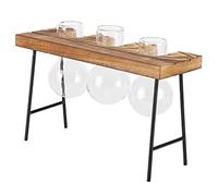 Haofy Desktop Glass Planter, Wooden Stand Bulb Glass Vase, High Borosilicate for Home Office Decor (Three bottles + bench)