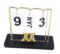 Haofy Desktop Perpetual Calendar Solid Wood and Metal with Bear Design for Office Desk, Dorm Room, Home Decor - 365-Day Daily Flip Reusable Easy Date Management (Black Swing)