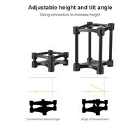 Haofy Desktop Speaker Stand Adjustable Inclination Angle of Rubber Suspension Stable Suction Cup for 5/6/8-inch Speakers Gaming Setup Metal Black 2 Pairs