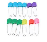 Haofy Diaper Pins Assorted Color Safety Locking Cloth Nappy Sewing Knitting Fabric Pins 6 Pack for Baby Adults Stainless Steel Plastic Laundry Jewelry Making Blankets Handcrafts (12 Colorful