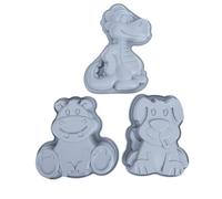 Haofy Dinosaur Hippo Dog Silicone Cake Pop Baking Mold 3pcs Food Grade Nonstick Pan Birthday Party Supplies Chocolate Candy Cupcake Cornbread Brownie Gummy Crafts Desserts Decor (Gray)