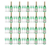 Haofy DIY Miniature Champagne Set Lifelike Mini Wine Bottles and Glasses for Dollhouse Decoration Visual Feast Stress Relief Toy for Dollhouse Enthusiasts Made of PVC Material