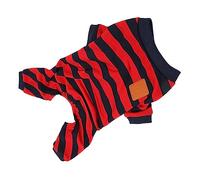 Haofy Dog Striped Pajamas Soft Polyester Jumpsuit for Small Pets Red Blue Striped Winter Apparel Comfortable Warmth for Chilly Days Easy to Wear Design Ideal Indoor Outdoor Adventures (L)