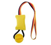 Haofy Dog Tug Toy Jute Bite Pillow with Reinforced Stitching Non Slip Handle, for Interactive Play Bite Inhibition Retrieval Training for Puppies Adult Trainers (Yellow)