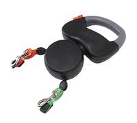 Haofy Dual Retractable Dog Leash for 2 Dogs, 26 Lbs Capacity, Reflective Safety, Non-Slip Handle, Grey and Black (Black)