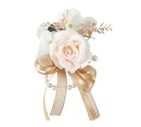 Haofy Elegant Wedding Chair Back Flowers Artificial Floral Decorations for Bridal Ceremony Photography Party Event Realistic Silk Roses with Greenery for Indoor Outdoor Use (Champagne)