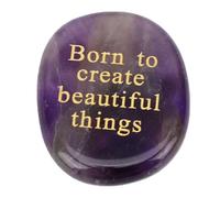 Haofy Engraved Stone, Born to Create Beautiful Things Motivational Amethyst Worry Stone with Positive Mindset Inspiration for Yourself Parents Family Friends