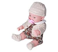 Haofy Fashion Real Life Baby Doll with Bright Eyes, 12in Newborn Baby Toy for Family Activities, Soft Body and Detachable Clothes (Q12G-001C-026 Brown Floral)