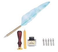 Haofy Feather Pen Dip Art Calligraphy Set for Writing and Sketching Gift Box with Lacquer Stamp Tool (apricot blossom)
