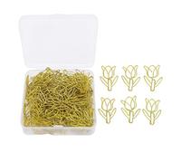 Haofy Flower Shaped Paper Clips, Mini Colored Clips, Reusable Iron for Organizing Documents and Scrapbooks (Gold)