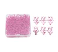 Haofy Flower Shaped Paper Clips, Mini Colored Clips, Reusable Iron for Organizing Documents and Scrapbooks (Rose Red)