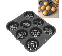 Haofy Hamburger Bun Pan, Mesh Silicone Hamburger Bun Maker 8 Cavity Non Stick Baking Pan for Making Buns Great Perforated Bakery Makers for Baking Buns Dishwasher Safe