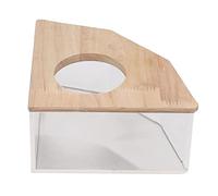 Haofy Hamster Bath Box Clear Acrylic Sand Bath for Small Pets with Wooden Cover Promotes Grooming Habits Easily Monitor Time Behavior 5.9 X 5.9 X 3.1 Inches Fits Dwarf Hamsters