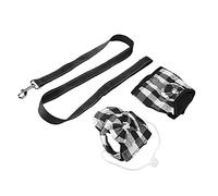 Haofy Harness Leash Soft Polyester Vest with Secure Escape Proof Design Plaid Pattern for Small Pets Outdoor Walks Adventures (GXBD07 black and white M)
