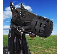 Haofy Horse Anti Bite Muzzle Comfortable PU Leather Lined Grazing Control for Natural Foraging Thickened Nylon Webbing in Sizes S M L Perfect for Training Shows and Manor Rides (black #32)