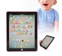 Haofy Interactive Learning Tablet for Young Learners Age 2+ with Chinese English Dual Language Games Electric Reading Features 3 AA Batteries Compact Size 8x6 Inches Portable Travel (Pink)