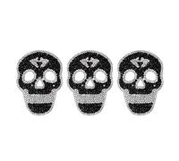 Haofy Iron-On Patches Resin Rhinestone Skull Design for Fabric Repair - 3 Pcs Beaded Appliqué Strong Adhesion Suitable for T-Shirts, Dresses, DIY Fashion Projects