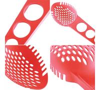 Haofy Kitchen Spoon 3 in 1 Non Stick Bowled Claw and Long Handle Pasta Fork for Spaghetti Hot Pot Nylon Material 3.5 Ounces Red Color Ideal for Pasta Stir Fry Cooking Adults (Red)