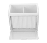 Haofy Kitchen Utensil Holder, 2 Compartments Wall Mounted Plastic PP Organizer for Kitchen Countertop with Detachable Drip Tray for Chopsticks Spoons Forks (White Transparent)