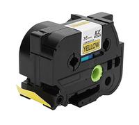 Haofy Laminated Label Tape Smooth Printing Upgrade Mold for Labeler PT-9700PC,PT-9800PCN,PT-3600, 36mm X 8m PET, Black on Red, 1 Pack (36mm Black Text on Yellow Background)